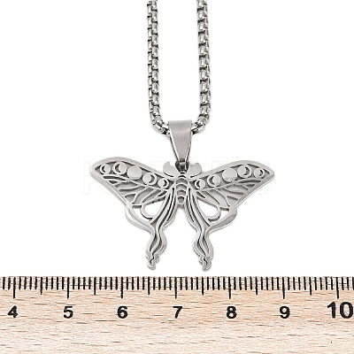 Hollow Out Butterfly 201 Stainless Steel Pendant Necklaces for Men Women NJEW-K283-24P-1