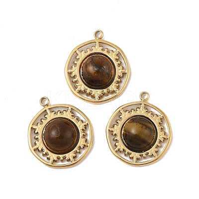 Natural Tiger Eye Pendants STAS-P380-21G-02-1