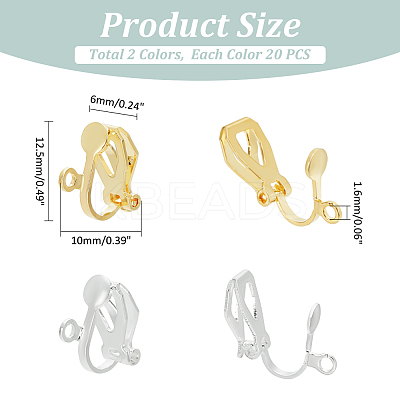 40Pcs 2 Colors Brass Clip-on Earring Findings KK-PH0010-11-1