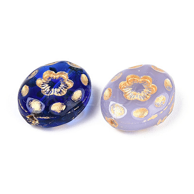 Oval with Flower Glass Beads GLAA-T025-48M-1