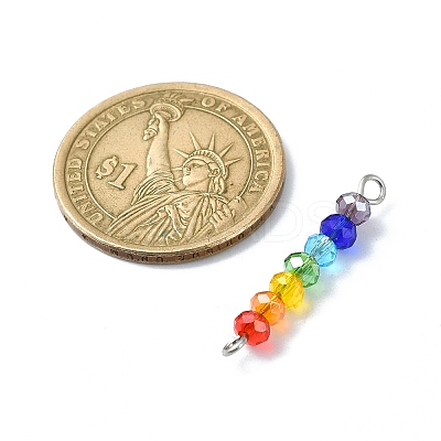 Electroplated Colorful Faceted Glass Rondelle Beaded Connector Charms PALLOY-JF02529-01-1