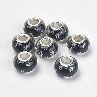 Large Hole Dog Paw Prints Pattern Resin European Beads X-OPDL-Q128-12J-1