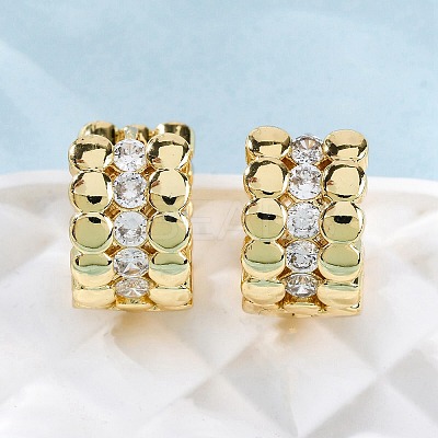 Brass Micro Pave Clear Cubic Zirconia Hoop Earrings EJEW-H158-14G-1
