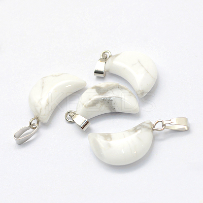 Moon Natural Howlite Pendants G-Q369-01-1