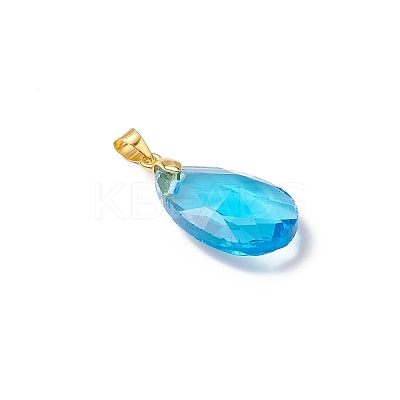 Faceted Teardrop Glass Pendants PALLOY-JF03737-01-1