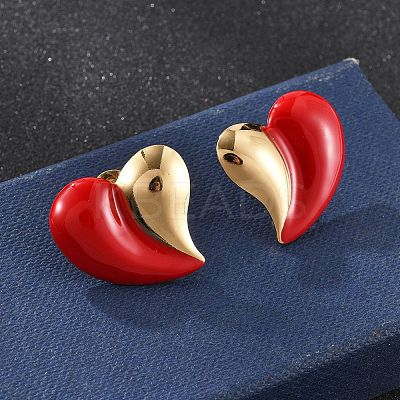 201 Stainless Steel Heart Stud Earrings EJEW-P304-07G-1