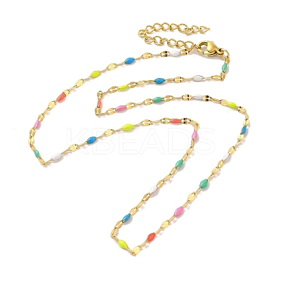 304 Stainless Steel Dapped Chains Necklaces NJEW-B077-02G-1