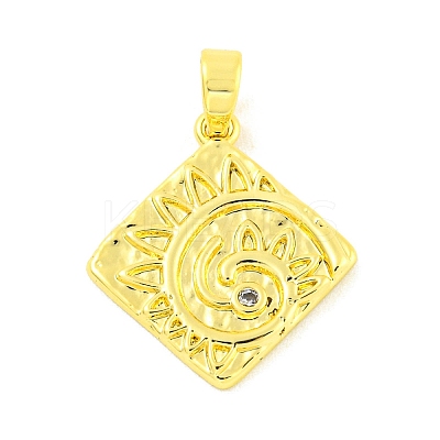 Brass Micro Pave Clear Cubic Zirconia Pendants KK-P263-04A-G-1