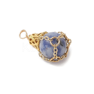 Natural Blue Spot Jasper Pendants PALLOY-JF03396-04-1