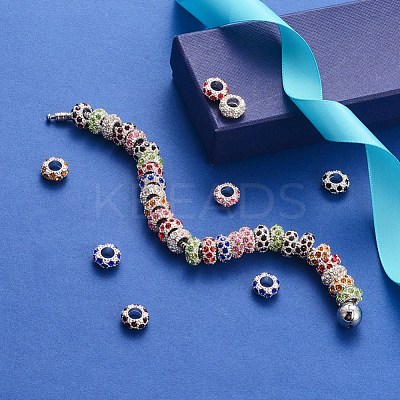 Silver Color Plated Alloy Rhinestone European Beads CPDL-X0001-02-1