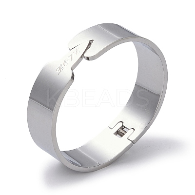 Non-Tarnish Word Love 304 Stainless Steel wide Hinged Bangles BJEW-G700-05P-1