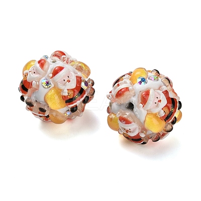Christmas Theme Polymer Clay Rhinestone Beads with Resin X-RESI-Z045-01A-1
