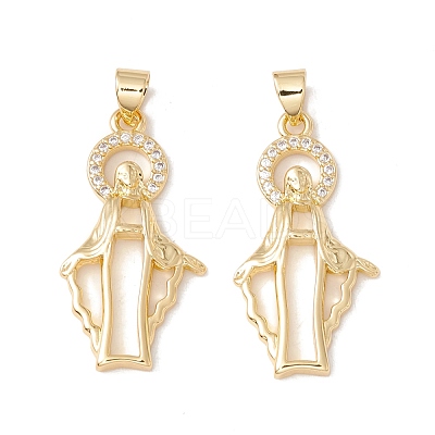 Brass Micro Pave Clear Cubic Zirconia Pendants KK-G415-23G-1