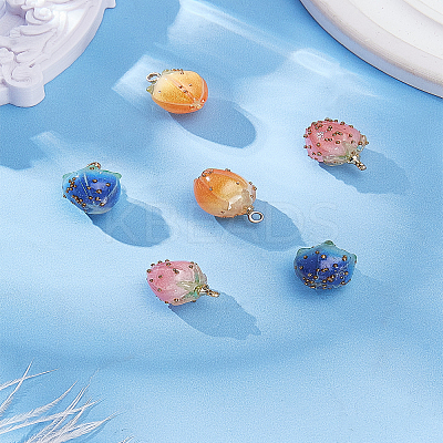 6Pcs 3 Colors Plastic Pendants FIND-LP0009-94A-1