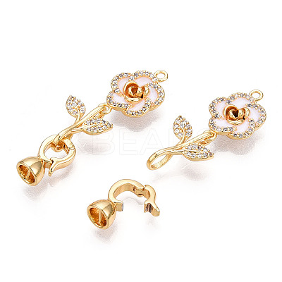 Brass Crystal Rhinestone Fold Over Clasps KK-P223-28G-01-1