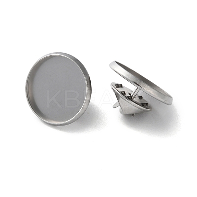 304 Stainless Steel Flat Round Brooch Brooch Base Settings STAS-S172-10A-P-1