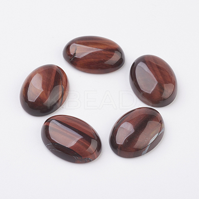 Natural Dyed & Heated Red Tiger Eye Flat Back Cabochons G-G741-30x40mm-13-1