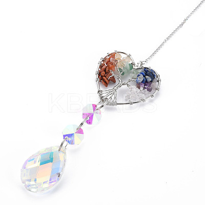 Natural Mixed Gemstone Big Pendants G-N333-008G-1