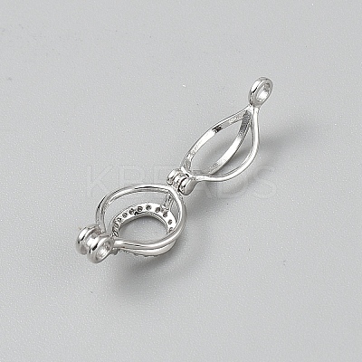 Sterling Silver Bead Cage Pendants STER-WH0008-86-1