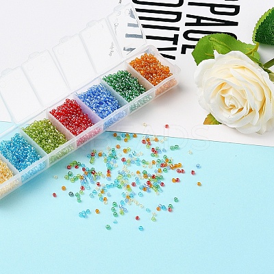 3500Pcs 7 Colors 12/0 Glass Round Seed Beads SEED-YW0001-20-1