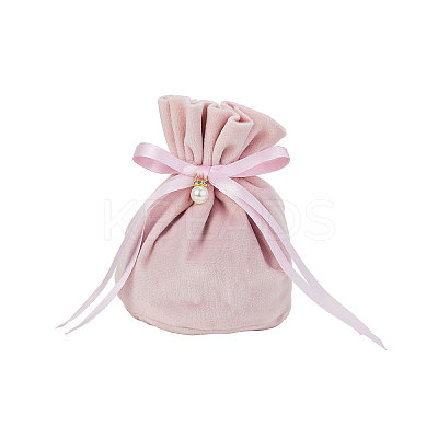 Velvet Jewelry Bags with Drawstring & Plastic Imitation Pearl TP-CJC0001-03C-1