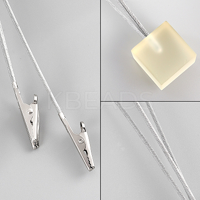 Small Three-Headed Silver Resin Cubic Base Alligator Beak Note Holder AJEW-WH0141-04B-1