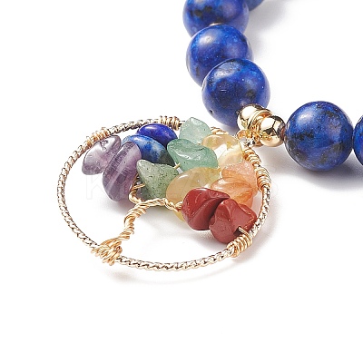 Natural Lapis Lazuli(Dyed) Stretch Bracelet BJEW-JB08748-02-1