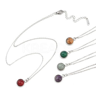 Natural Mixed Stone Pendant Necklaces NJEW-JN05489-01-1