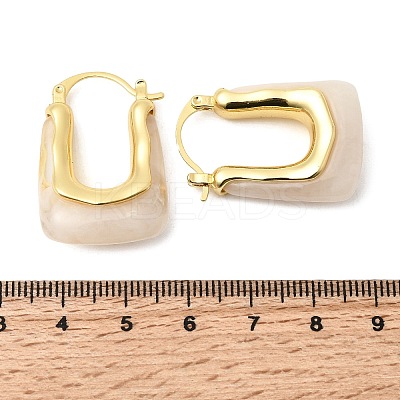 Brass Resin Hoop Earrings EJEW-P333-11B-G01-1