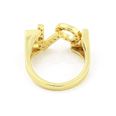 Word LOVE Brass Micro Pave Clear Cubic Zirconia Finger Rings RJEW-G309-11G-1