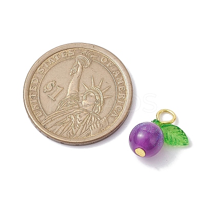 Imitation Cat Eye Resin Round Penants PALLOY-JF02660-01-1