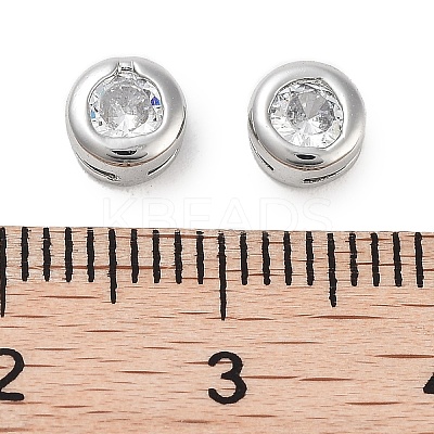 Brass with Single Cubic Zirconia Slide Charms KK-C051-27P-01-1
