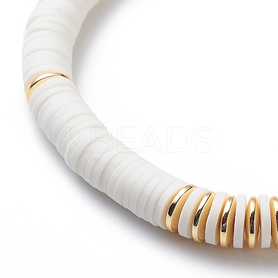 Handmade Polymer Clay Disc Surfer Stretch Bracelet BJEW-JB08825-1