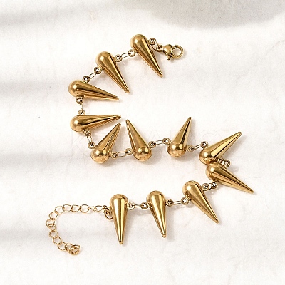 304 Stainless Steel Spike Link Chain Bracelets for Women BJEW-G778-01G-1