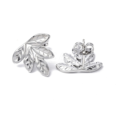 Non-Tarnish 304 Stainless Steel Leaf Stud Earrings for Women EJEW-F300-13P-1