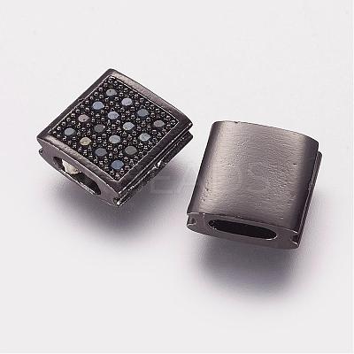 Brass Micro Pave Cubic Zirconia Beads ZIRC-G097-05B-1