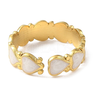 304 Stainless Steel Enamel Open Cuff Rings for Women RJEW-F166-19G-02-1
