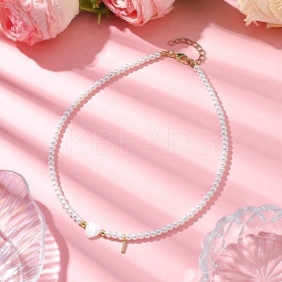 Brass Micro Pave Grade AAA Cubic Zirconia Letter Pendant Necklaces NJEW-JN04771-09-1