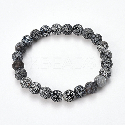 Natural Weathered Agate Beaded Stretch Bracelets BJEW-Q692-01C-1