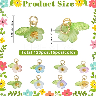 120Pcs 8 Colors Frosted Acrylic Pendants PALLOY-YW00102-1