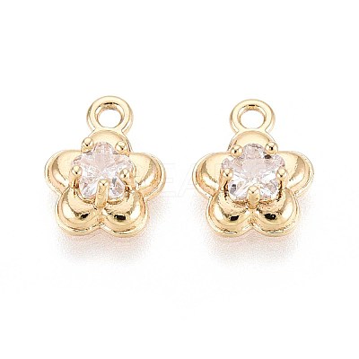 Brass Pave Cubic Zirconia Pendants KK-T071-44G-1