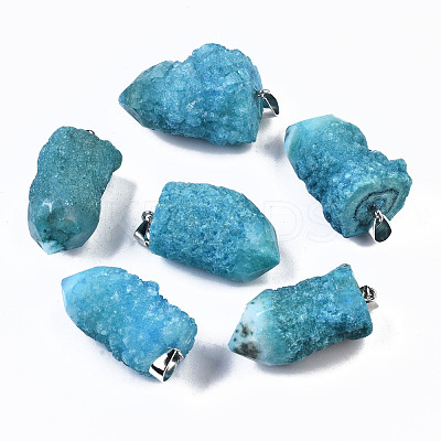 Rough Raw Electroplate Natural Druzy Agate Pendants G-S359-274-1