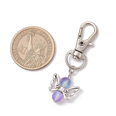 Angel Synthetic Moonstone Pendant Decorations HJEW-JM03146-1