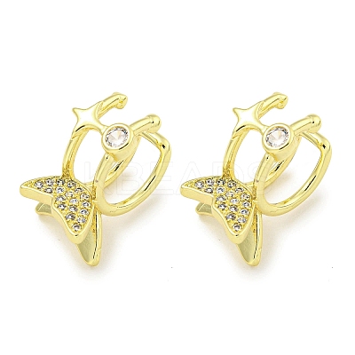 Brass Micro Pave Cubic Zirconia Cuff Earrings EJEW-C104-055G-1