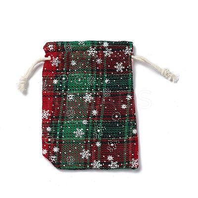 Christmas Theme Rectangle Jute Bags with Jute Cord LS-ABAG-E006-01D-1