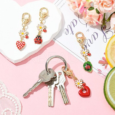4Pcs 4 Styles Alloy Enamel Keychains KEYC-CJ00011-1