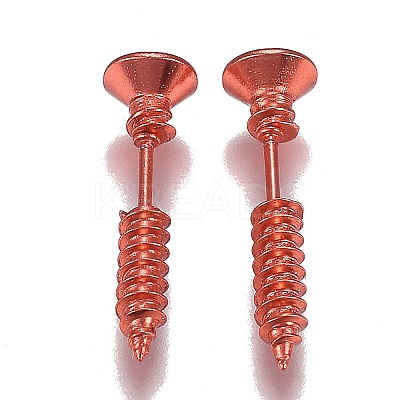 PVD Vacuum Plating 304 Stainless Steel Unisex Punk Hip-hop Rock Nail Shape Screw Pierced Stud Earrings LS-EJEW-F261-01E-1