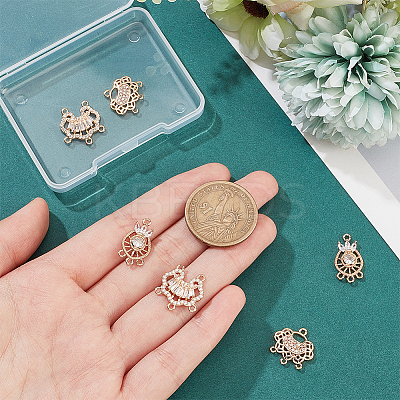 6Pcs 3 Styles Brass Cubic Zirconia Chandelier Component Links ZIRC-BC0001-18-1