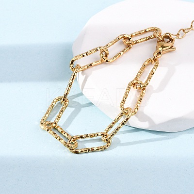 304 Stainless Steel Paperclip Chain Bracelets for Women Men BJEW-A048-01G-1