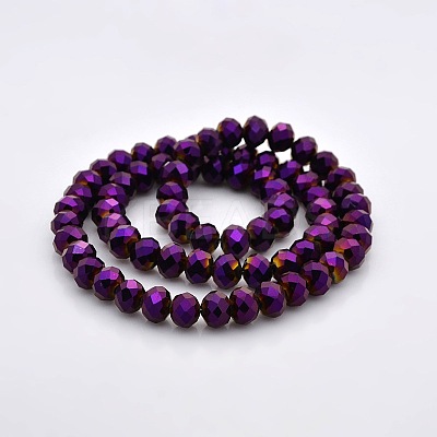 Full Plated Faceted Rondelle Glass Beads Strands GLAA-A024F-FP03-1